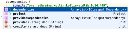 Kotlin Kobalt auto-completion features