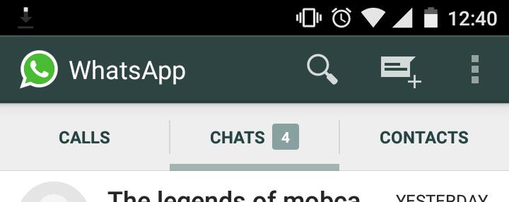 WhatsApp demo of Android Badges Tab Layout